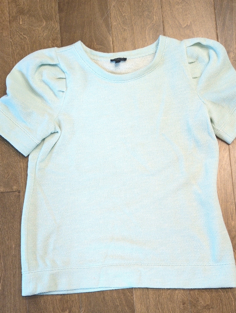 Talbots Women's Petite Small Mint and Cream Knit Top